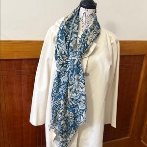 Patricia Nash Blue and Cream Floral Scarf